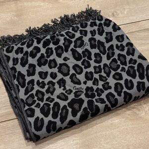 Coach Black and Grey Animal Print Scarf